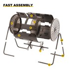 Dual Chamber Tumbling Composter 43 Gallon Large Outdoor Batch Composting Grey