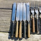 Antique Set Of 11pcs Meriden Cutlery Co  Dinner Knives   Forks Bakelite Handles