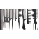 10 Pcs Black Pro Salon Hair Styling Hairdressing Plastic Barbers Brush Combs Set