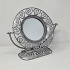 Vintage Metal Tabletop Vanity Mirror Ornate Adjustable Metal 11 5 h
