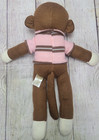 Dan Dee Collector s Choice Plush Knit Sock Monkey Stuffed Animal Brown Pink 18 
