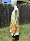 Vtg 70   s Lane Bryant Volup Floral Textured Cotton Midi Dress Small Stain