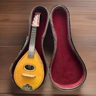 Vintage Miniature Mandolin Music Box W  Hard Case Wood Instrument Decor