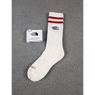 The North Face Crew Socks Mens Large 9-11 White Red Striped Embroidered Logo Nwt