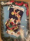 Vtg Bucilla Christmas Felt Stocking Sequins   83118 Jumbo 28  Over Rooftops New