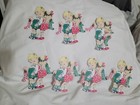7 Vntg Mechanical Reproduction Die Cut Christmas Card tags Boy girl   
