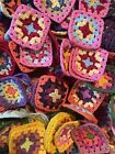 Lot Of 50 Multicolor Granny Square Crochet For Afghan  Scarf  Pillows  Bags