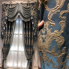 European Luxury Blue Jacquard Weave Cloth Window Curtain Valance Tulle M1421