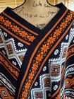 Vintage Mexican Serape Acrylic Handwoven Black Orange White Native Design Shawl