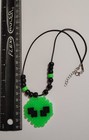 Green Alien Pixel Necklace   Handmade Kandi Perler Bead Necklace   Rave Alien 