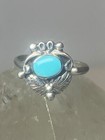 Turquoise Ring Southwest Pinky Floral Leaves Blossom Baby Children Women Girls  