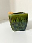 Vintage Mossy Green Cache Pot Hand Thrown Pottery With Small Shell