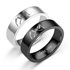 Titanium Steel Couple Rings Set Geometric Band Design For Him And Her Promise
