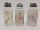 Vintage antique Art Glass Shaker Lot Of 3 Mt Washington wavecrest    Floral Read
