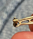 Antique Art Deco 10k White Gold Filigree Bar Pin Brooch Square Blue Sapphire 20s