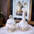Vintage Hand Painted German Vanity Set Satin Glass Perfume Bottle Powder Read 