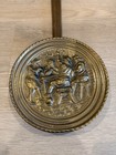 Antique British Brass Bed Warmer With Wooden Handle  Made In England