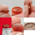 Ancient Carnelian Intaglio Seal Stone Animal Engraved Red Agate Bead Roman