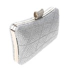 Silver Tone Metal Hardware Frame Rhinestone Clutch Evening Bag Bzy247-sil