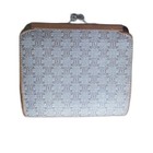 Vintage Celine Macadam Kiss Lock Wallet Beige Gold Hardware