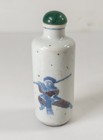 Antique Chinese Underglaze Blue And White Copper Red Snuff Bottle Figures