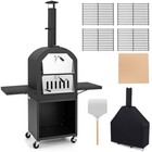 Outdoor Pizza Oven W  Protective Cover   2 Side Grill Rack Built-in Thermometer