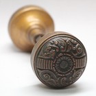 Pair Of Antique 1890s Bronze Penn Portulaca Passage Door Knobs