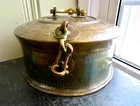 Antique Indian Solid Brass Handcrafted Embossed Chapati Box 9 dia X 4 h