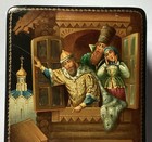 Vintage Russian Lacquer Box Hand Painted Old Tales Theme Frog Prince Signed