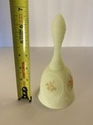      Fenton Glass Bell Rose Uranium Satin Custard 7    Hand Painted With Signature 