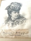 Minnie Swayze Litho Print Adirondack Wood Frame W porcelain Buttons