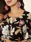 Indian Women Pure Cotton Black Floral Printed Dress Kurta With Palazzo Set
