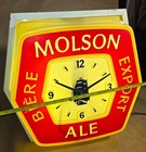 Rare Vintage Neon Lighted Molson Beer Sign Clock  working 