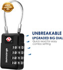 2 Pack Tsa Approved Travel Luggage Locks 4  Metal Cable Suitcase Combination