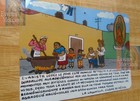 Retablo Exvoto With Woman Invites Her Good Neighbors To Dinner Theme Handpainted