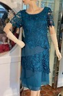 Teal Dress Size 8 Tier Layer Lace Knee Length Mother Of The Bride Nwt