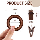30 Pcs Wooden Curtain Rod Rings With Curtain Clips