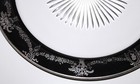 Art Nouveau Glass Charger Plate Sterling Silver Overlay Black Enamel 12 75 In