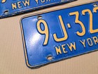 New York State License Plate Matching Pair Blue Yellow 