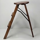 Antique Folding Oak Wood Ladder Step Stool