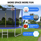 Kids 10ft Round Trampoline With Basketball Hoop   Safety Net - Blue