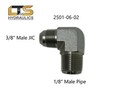2501-06-02 Adapter 3 8  Male Jic 37   X 1 8  Male Pipe Npt 90   Elbow