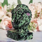 3 ruby Zoisite Buddha Head Statue Natural Crystal Carved Gemstone Figurine Decor
