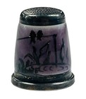 Vintage Antique Sterling Silver Enamel Thimble Boy Fishing Birds Tree Marked M