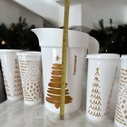 Tupperware Treeful Tidings Pitcher   4 Tumbler Set White And Gold Christmas New