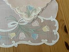 Vintage Hand Embroidered Irish Linen  Madeira Appliqu   Breakfast Tray Set 20 13   