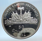 1974 Haiti Holy Pope Hands Praying St  Peter Proof Silver 50g Hatian Coin I74265