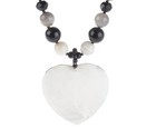 Lee Sands Agate   Mother-of-pearl Heart Inlay Necklace  20 