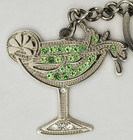 Jimmy Buffett Margaritaville Martini Glass Rhinestone Silvertone Metal Keychain