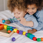 Primary Lacing Beads - Educational Toy With 30 Wooden Beads And 2 Laces For Todd